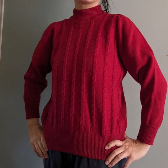 VTG Women's Knit Wool Sweater Mock Neck - Picture 1 of 6